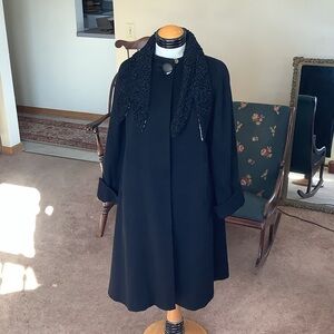 Vintage Rothmoor 1950’s/60’s black wool curly lamb swing coat